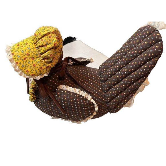 Vntg Rustic Fabric Turkey Doorstop "God Bless This Home" Weighted Countrycore - Picture 5 of 7